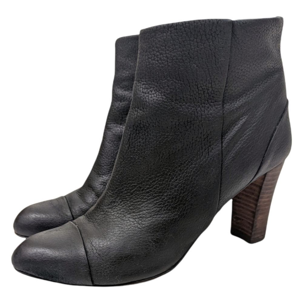 Cole Haan Leather Ankle Booties Boots 8 Black High Heel Heeled